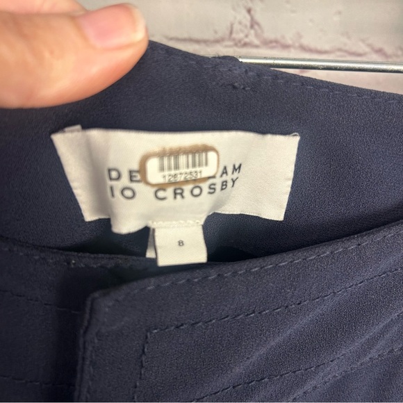 10 Crosby Derek Lam trendy navy blue preppy grommet embellished pants size 8 - Picture 4 of 13
